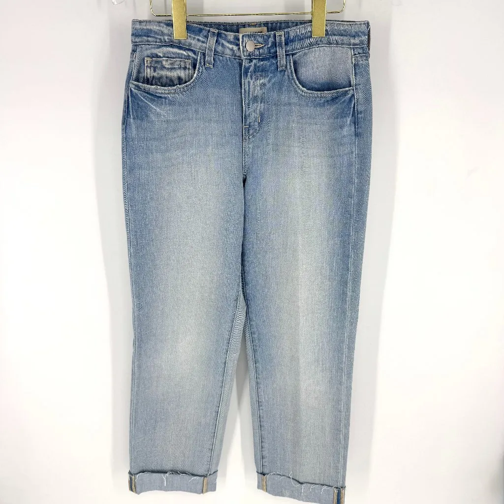 L'Agence Maribel Cuffed Straight Leg Denim Jeans Light Blue Size 26 - Image 2