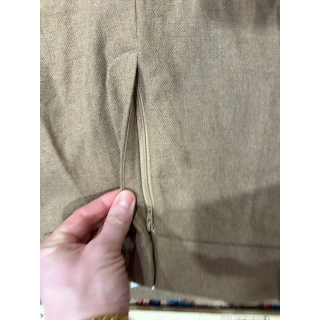 Vince Women’s Pleated Wide Leg Trousers Size 14 Tan Wool Blend Work Dress Pants - Image 5