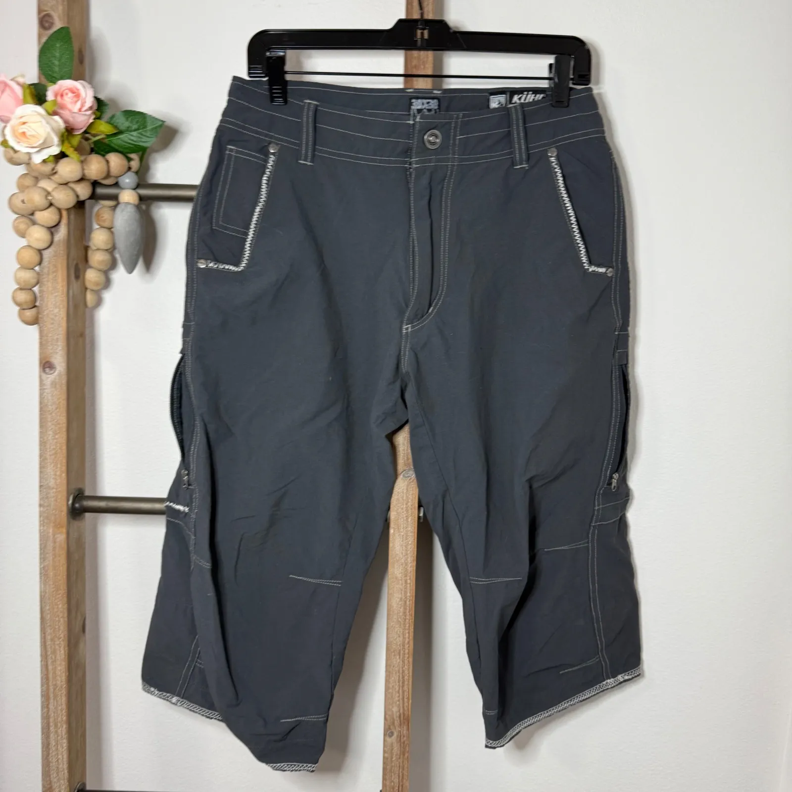 KUHL Womens Charcoal Gray Cargo Capri Pants Outdoor Hiking Casual Size 30x30 - Image 2