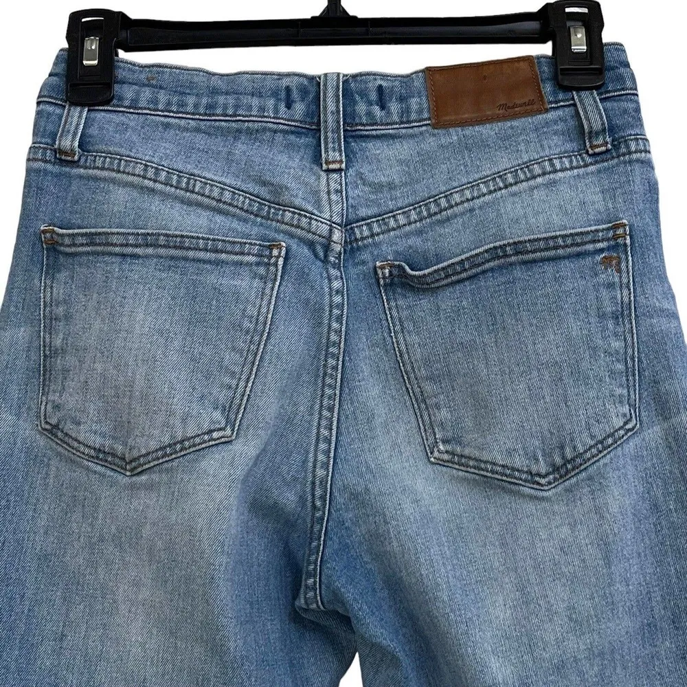Madewell SZ 23 The High-Rise Slim Crop Boyjean Jeans Distressed Frayed Hems Blue - Image 6