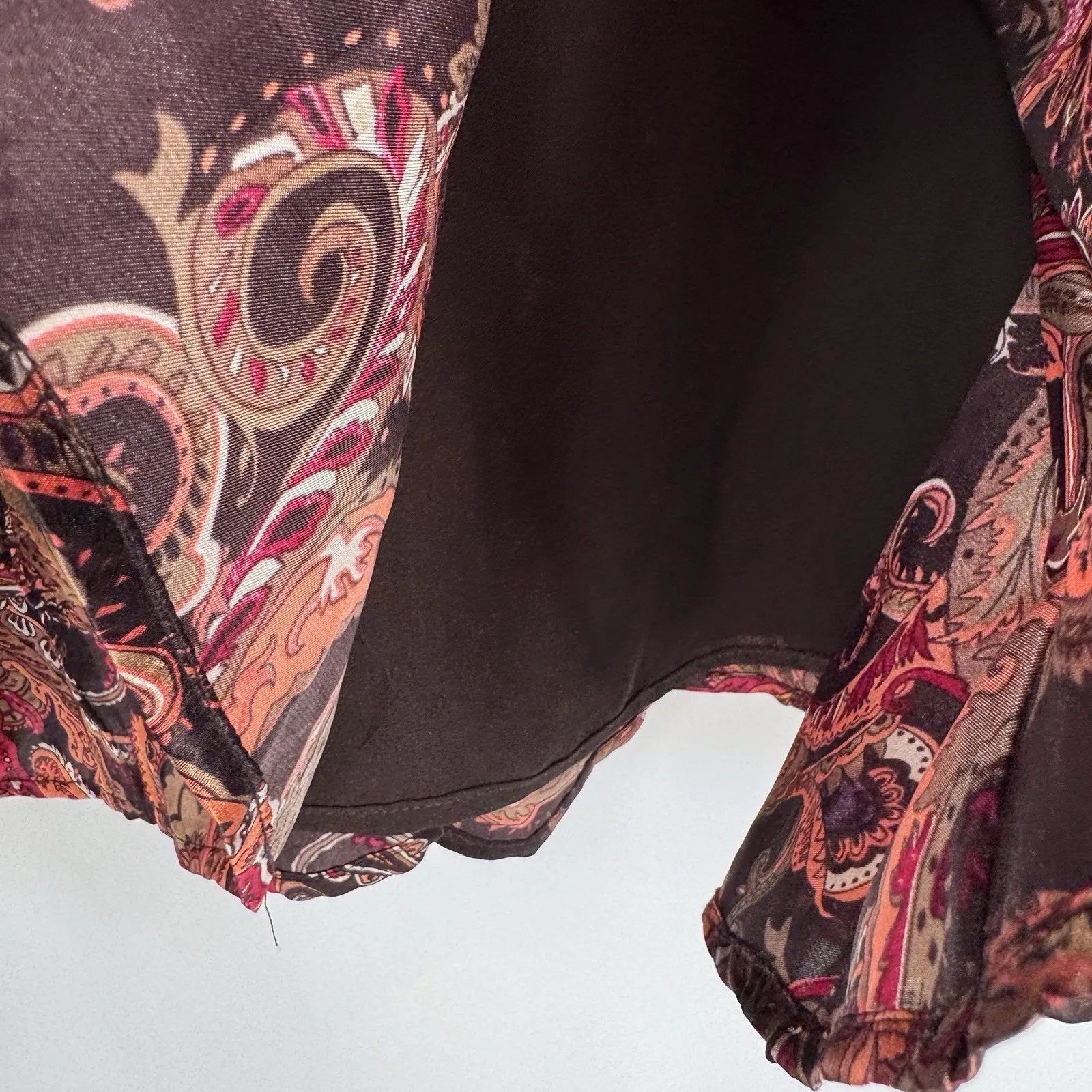 Vintage Y2K Worthington Skirt Womens 18 Orange Paisley Satin Preppy Grunge Fairy - Image 7
