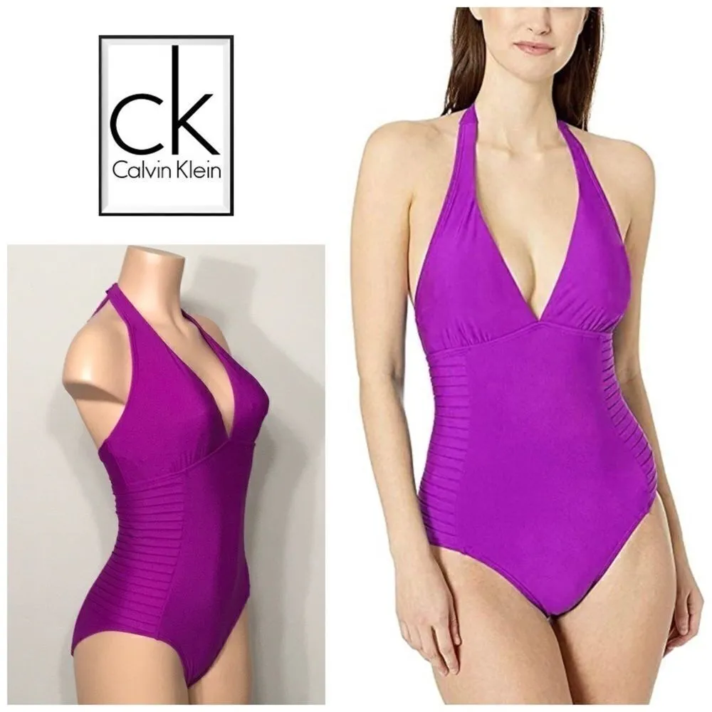 Calvin Klein halter v-neck swimsuit. NWOT - Image 2