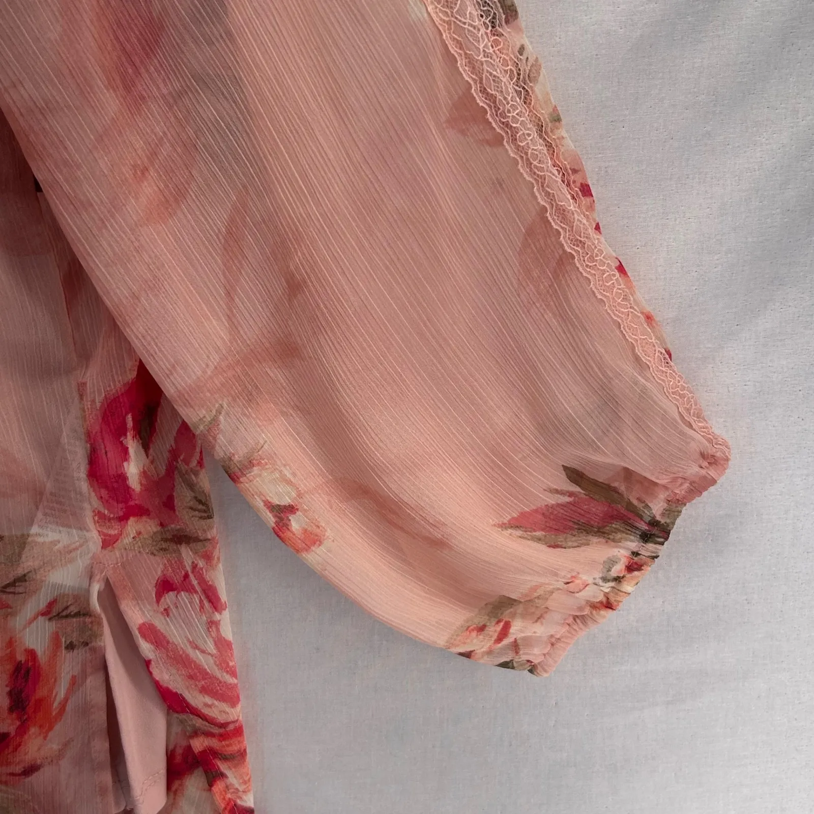 Susan Graver Fairy Top Size 2X Rose Sheer Chiffon Romantic Feminine Boho Garden - Image 9