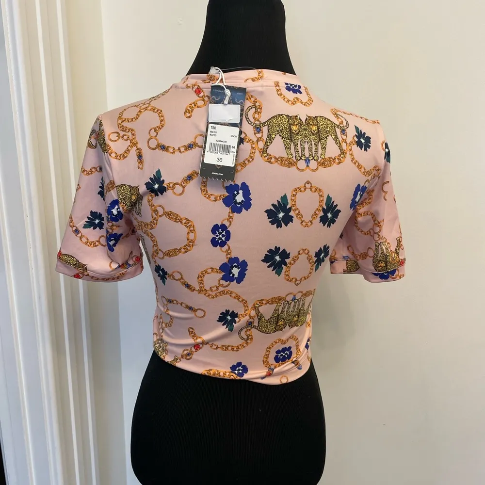 Adidas X HER Studio London Cropped Tee T-Shirt Leopard Print Pink NEW - Image 5