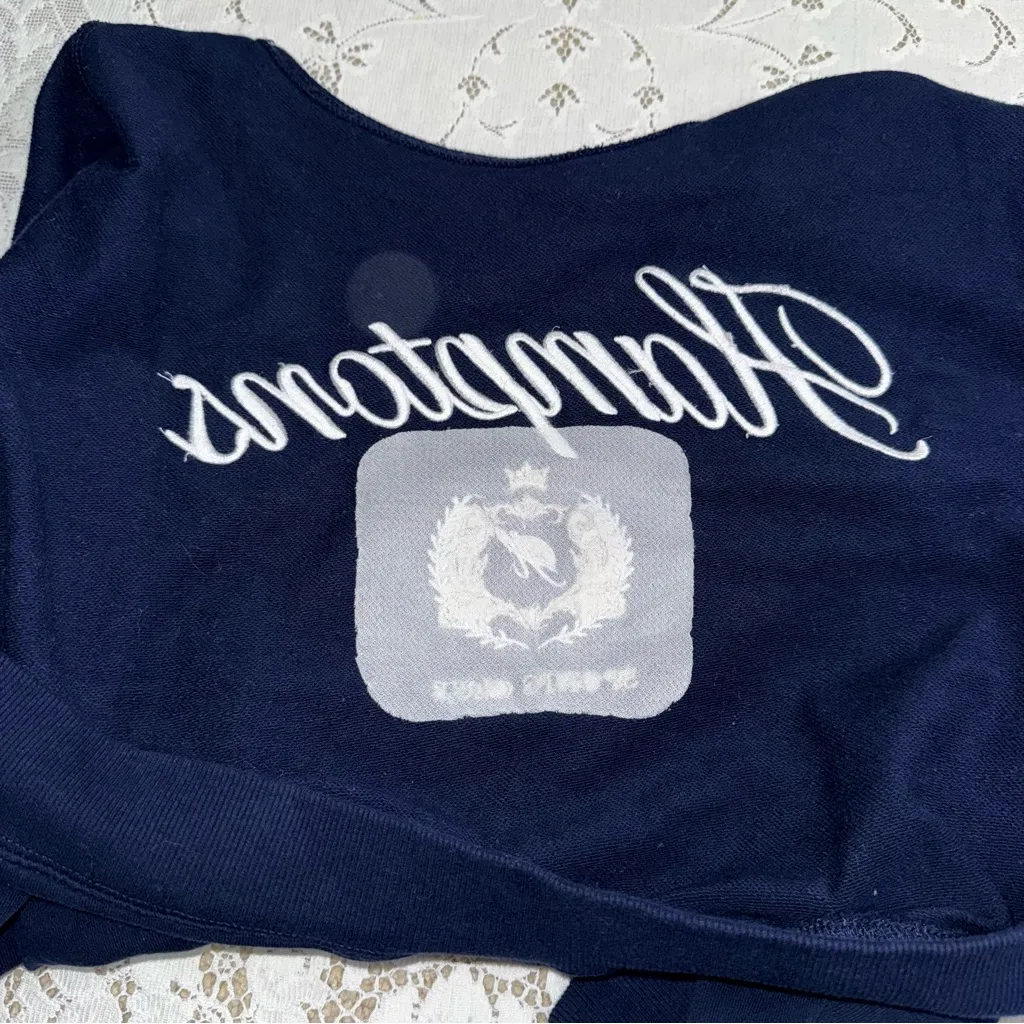Lazy Sunday Hamptons Sport Club Navy Blue Graphic Cotton Sweatshirt Size Large - Image 12
