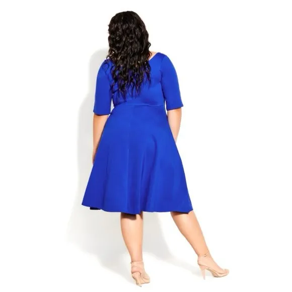 NWT City Chic Cute Girl Elbow Sleeve Midi Dress in Electric Blue Size 16 - Image 2
