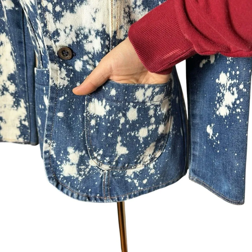 Vintage Wrangler Bleached Denim Blazer Jacket S | Western Grunge Streetwear - Image 5