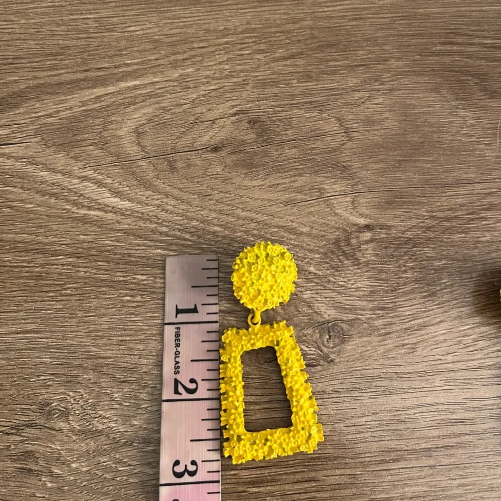 VINTAGE 80’s 90’s chunky dangle earrings painted eclectic festival unique retro Blue - Image 7