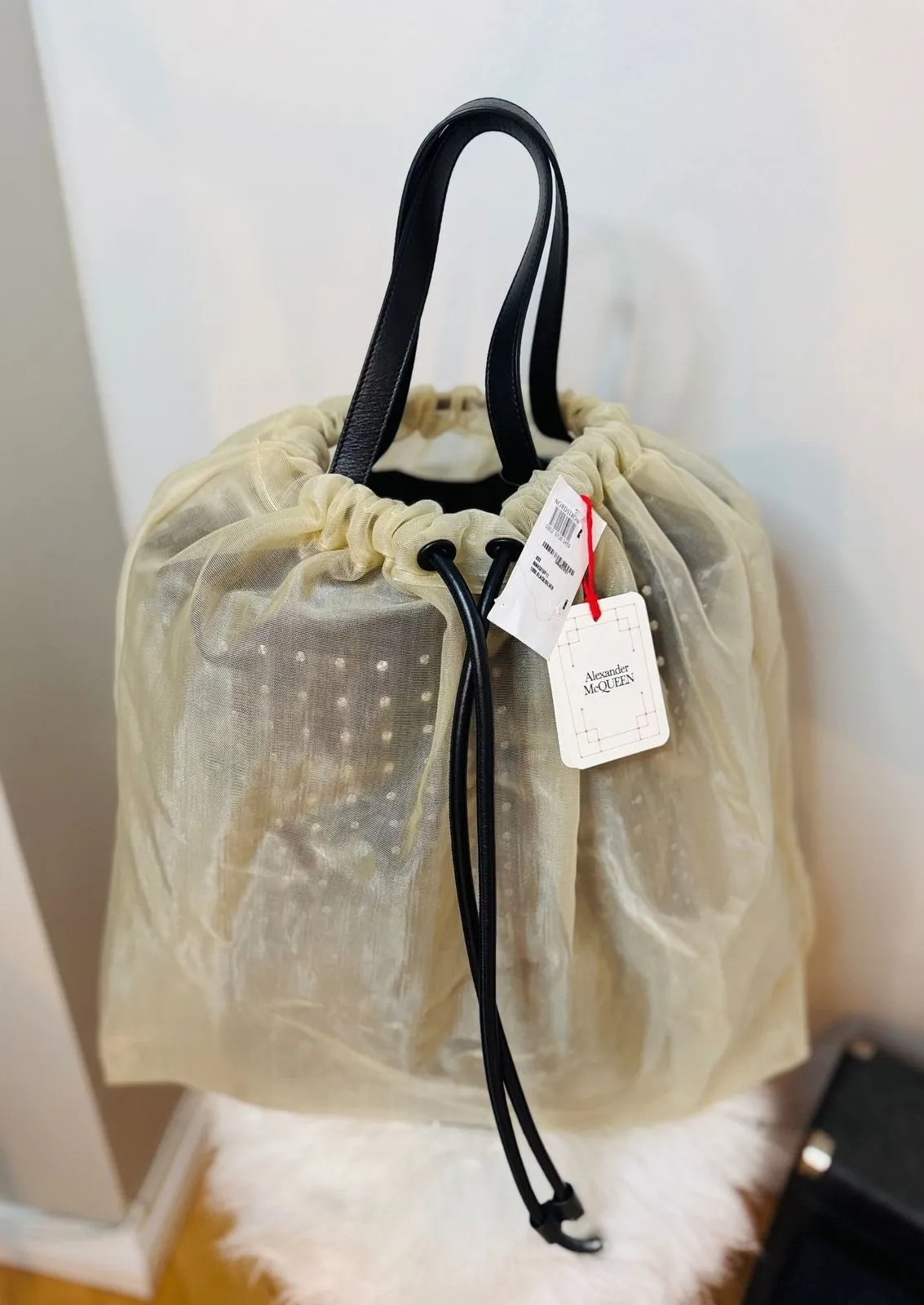 Alexander Mcqueen Women Nebula Crystal Mesh Sheer Tulle Tote, Black, NWT - Image 1