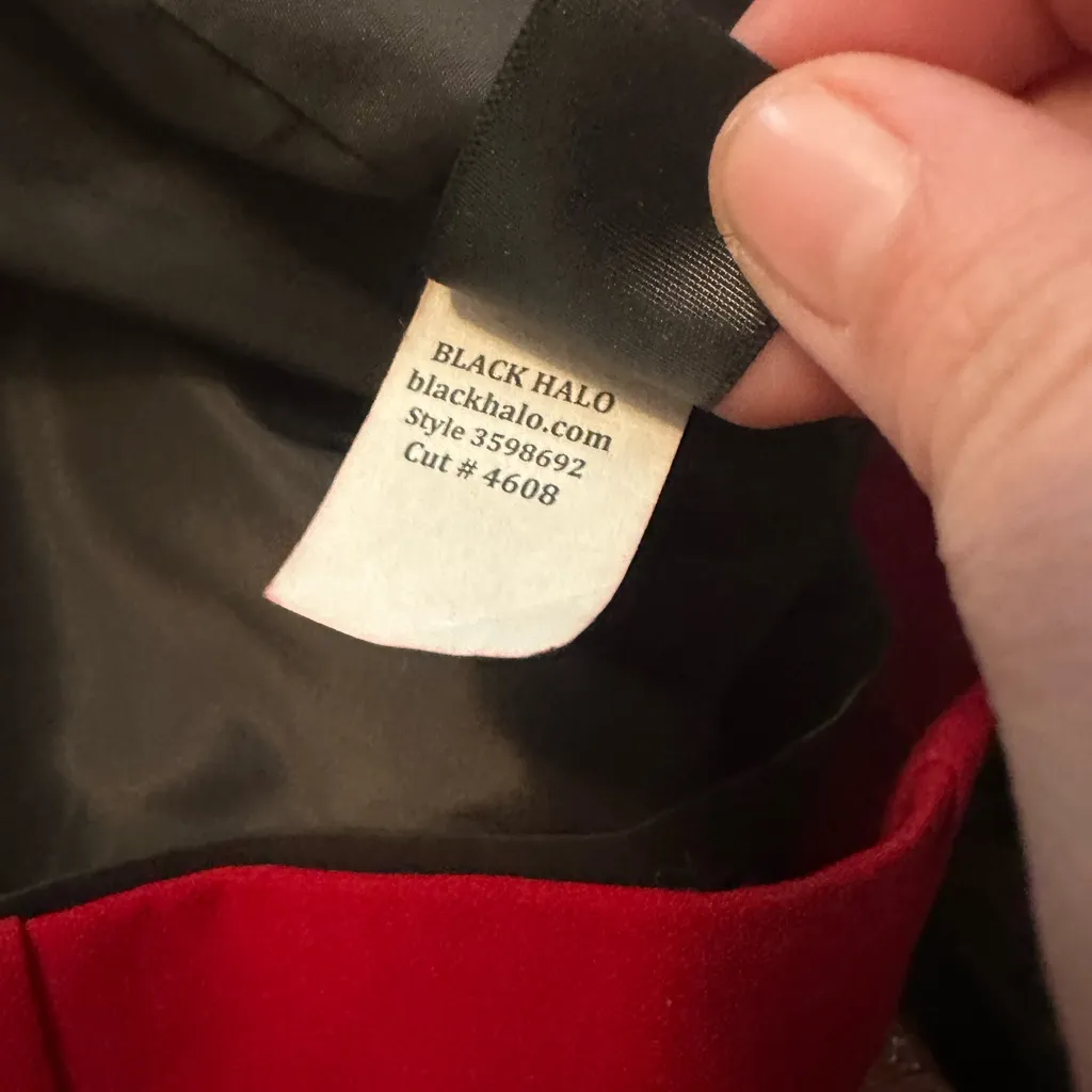 Black Halo Gypsy Rose Sheath Dress Bonfire Red Size 4 - Image 6