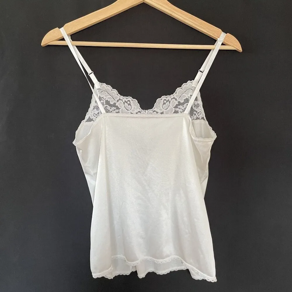 Vintage Vassarette white camisole top lace nylon women's size small lingerie - Image 4