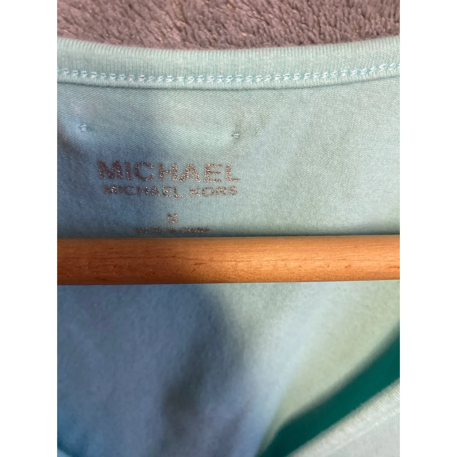 Michael‎ Kors Aqua Blue V Neck Zipper Ruched Tank Top Women's Size Medium - Image 2