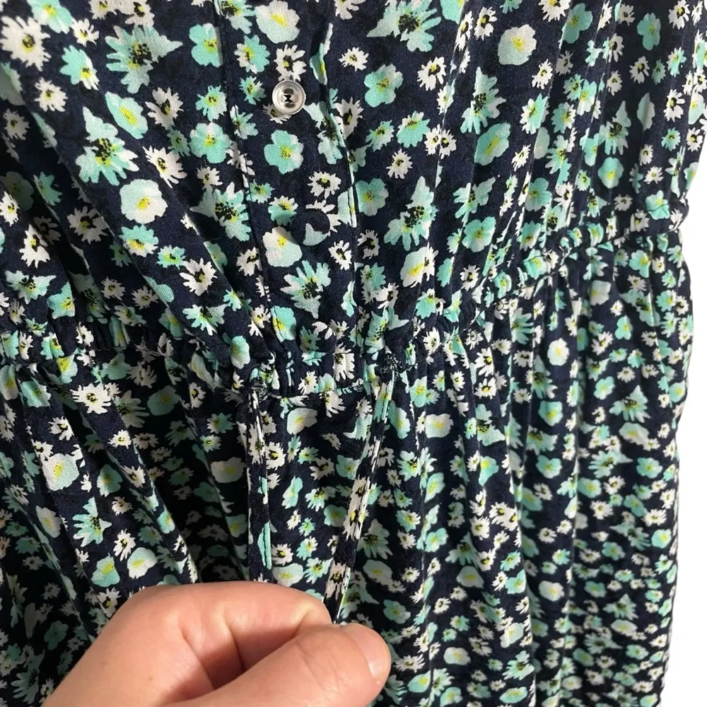 Torrid Floral Empire Tie Waist Mini Dress in Blue/Green Size 1X - Image 3