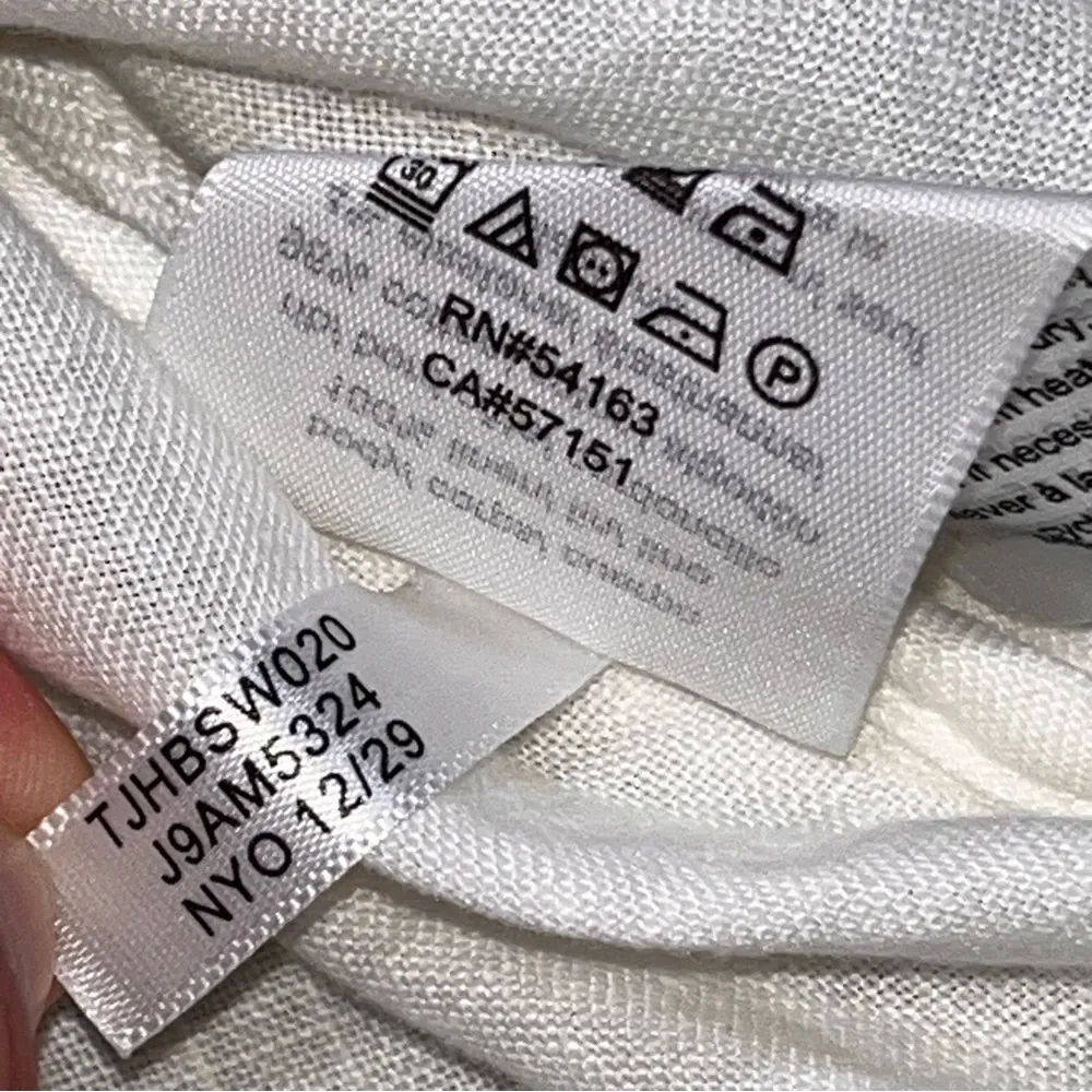 NEW Tommy Hilfiger Women’s White Linen Short Sleeve Zip Side Top Shirt Small - Image 9