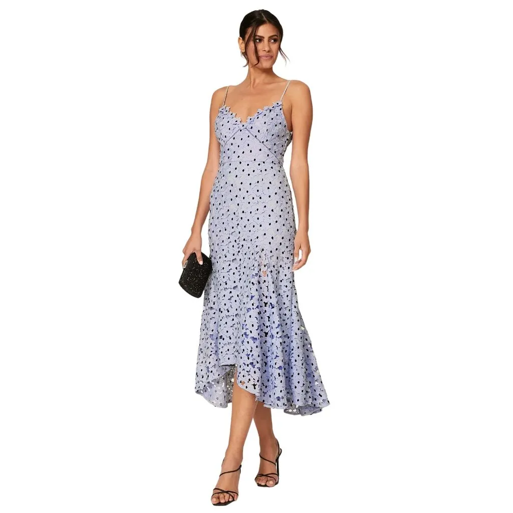 Sau Lee Polka Dot Lucy Dress in Blue 4 Womens Floral Midi Cocktail - Image 13