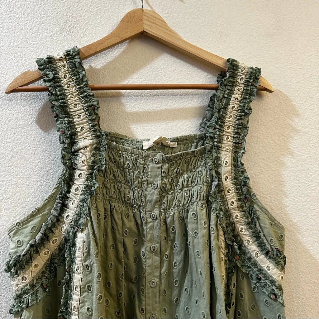 Anthropologie Forever That Girl Effie Eyelet Ruffled Tank Top Size Large - Image 5