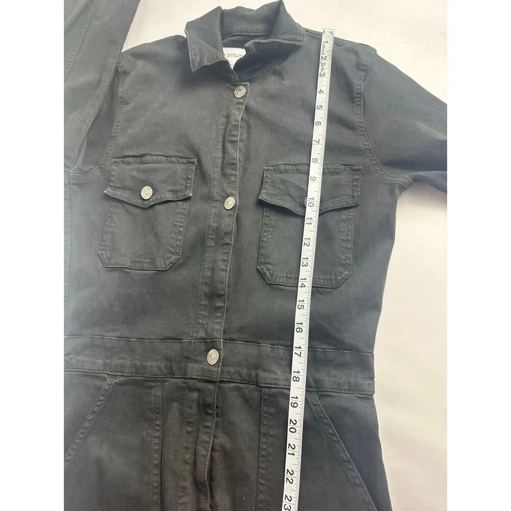 Rivet Utility Size Small Powerhouse Denim Jumpsuit Black $425 MSRP Designer RARE - Image 13