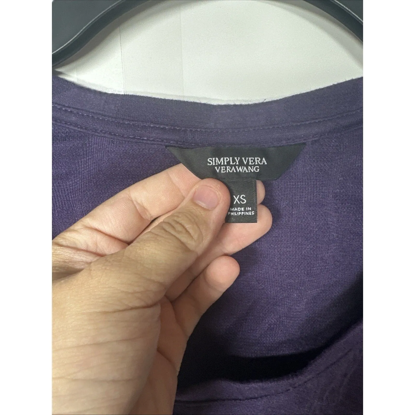 Simply Vera Vera Wang Top XS Purple Long Sleeve  Knit Scoop Neck - Image 6