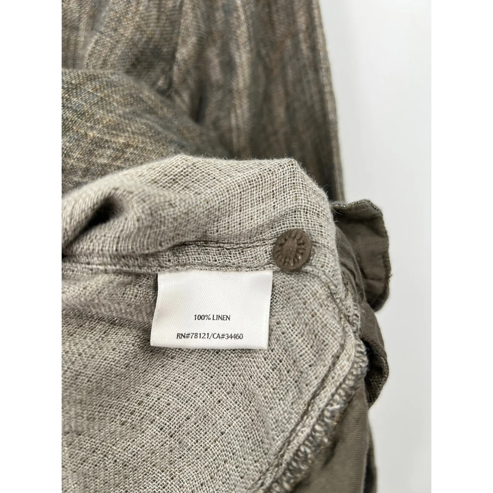 Eileen Fisher XL Organic linen jacket patch pockets boxy fit Flax Cardigan Top - Image 6