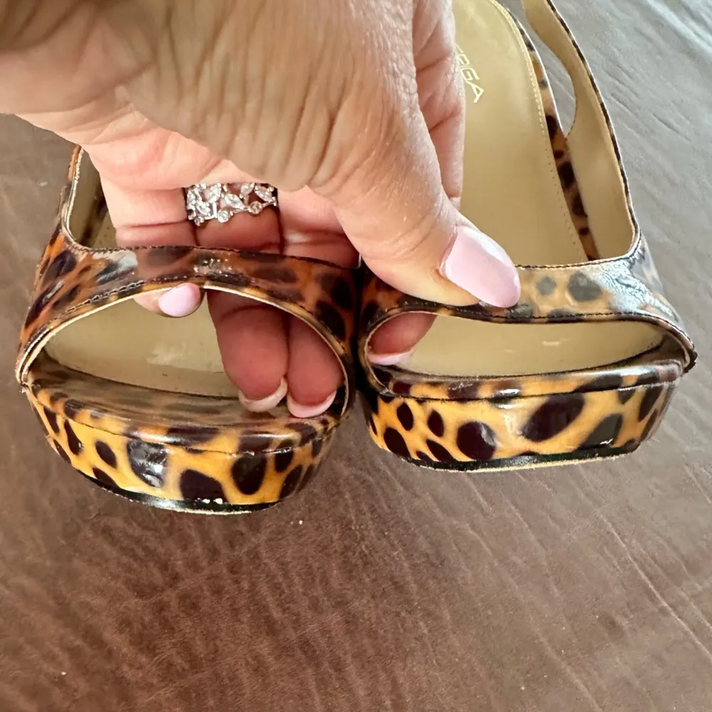 VIA SPIGA ANIMAL PRINT SLINGBACK STRAP PLATFORM STILETTOS SANDAL SHOES 8 - Image 8