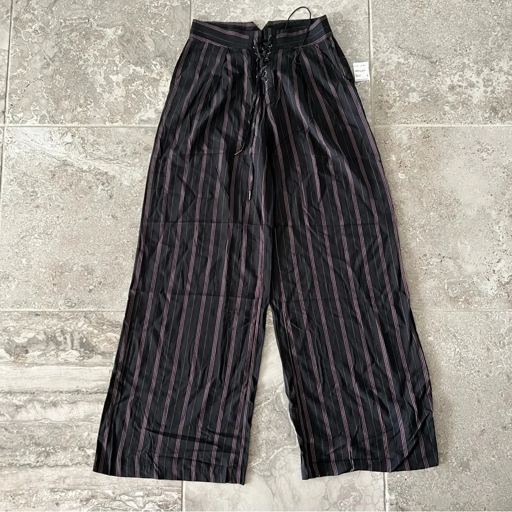 NWT Anthropologie’s Paige Lace-Up Front Wide Leg Striped Pants Size4 Retail $219 - Image 11