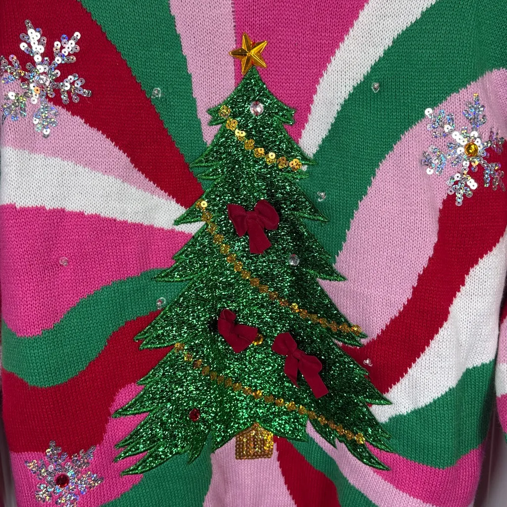 Blizzard Bay Sweater Christmas Holiday Light Up Ugly Sweater NEW W2057 Sz S Pink - Image 2