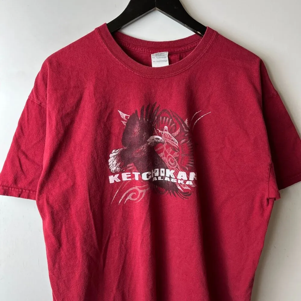 Ketchikan Alaska T Shirt Vintage Y2K Red XL Extra Large Hawk Eagle Graphic Tee - Image 9
