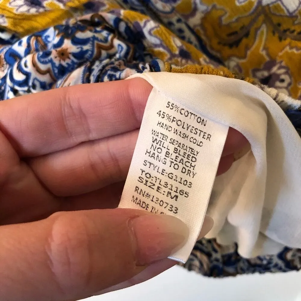 Umgee USA Womens Floral Print Bomber Zipper Jacket Blue Yellow Mix - Image 6