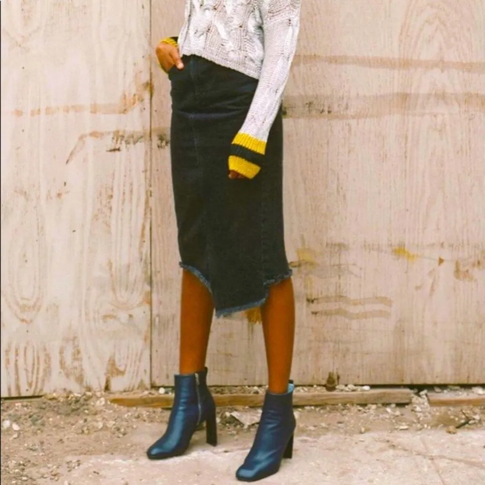 Rag & Bone Sukato High Waist Denim Jean Midi Skirt Black Size 26 - Image 11