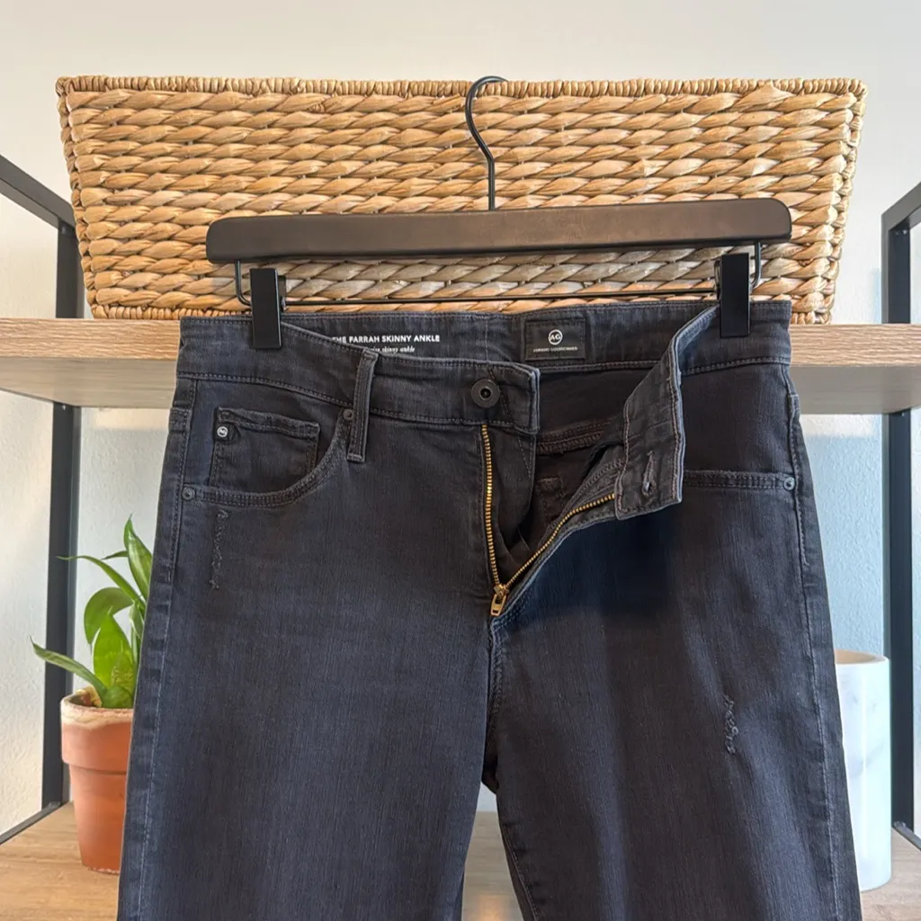 AG Adriano Goldschmied The Farrah Skinny Ankle High-Rise Gray Jeans, 27 - Image 6