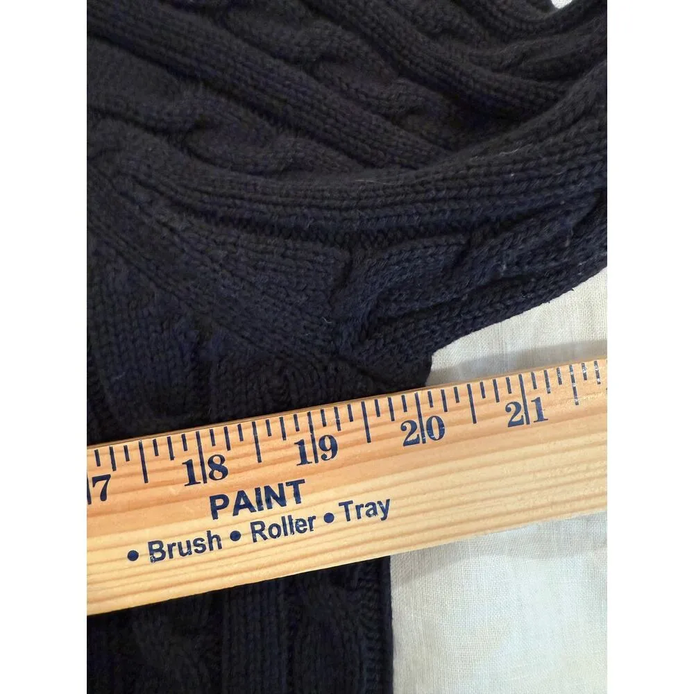 L.L.Bean  Long Sleeve Cable Knit Button Front Cardigan Black Women's Size Medium - Image 6