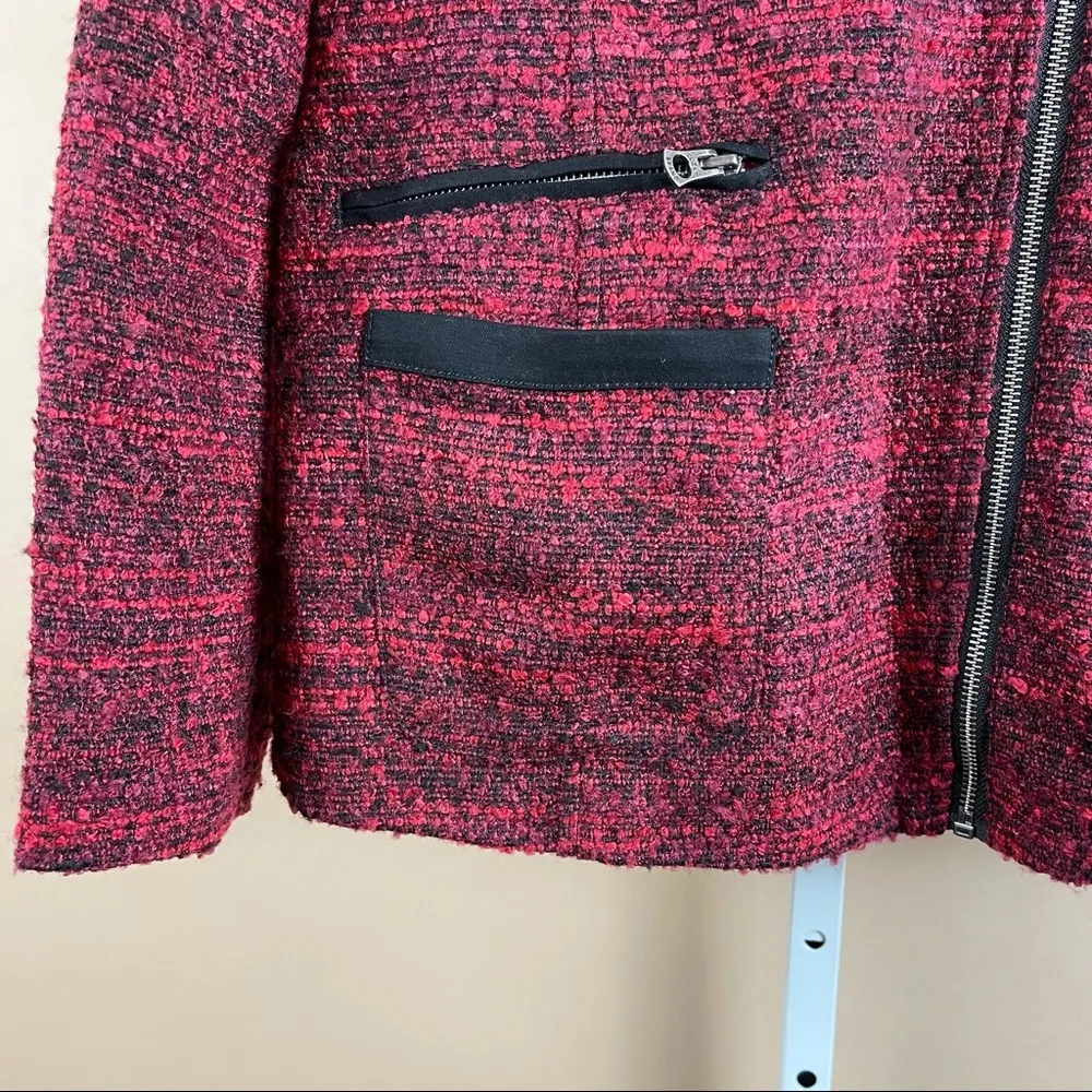 Lucky Brand Women’s Small Slouchy Long Moto Tweed Knit Zip Jacket Biker Modern - Image 5