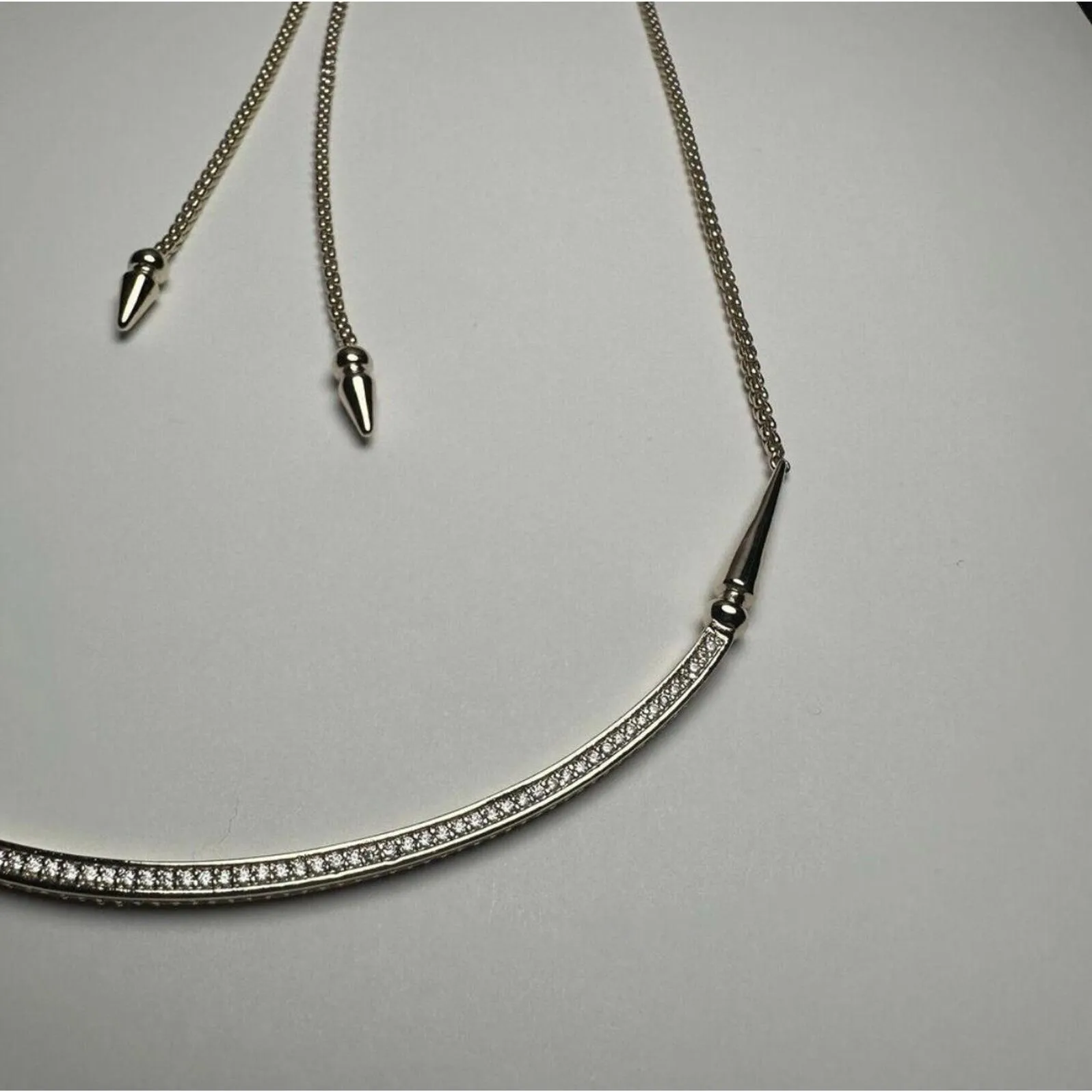 Kendra Scott Scottie CZ Cubic Zirconia Curved Choker Necklace Gold Tone - Image 2