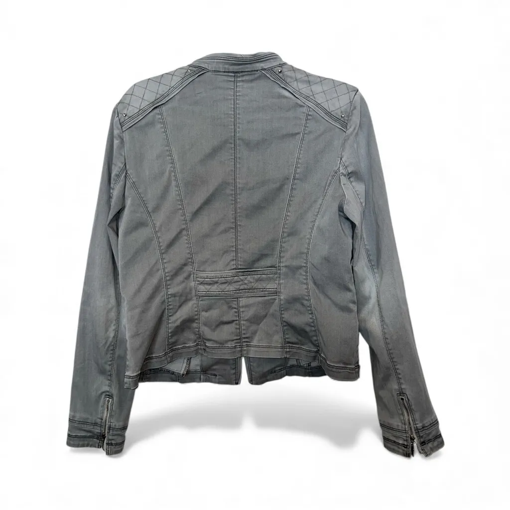 White House Black Market Moto Jacket – Size 10 – Gray – EUC - Image 3