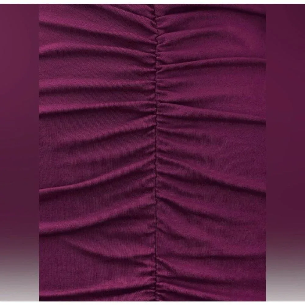 MISSUFE Women's Long Sleeve‎ Fall Casual Sundress Tulip Ruched Bodycon SzM Purple Size M - Image 3