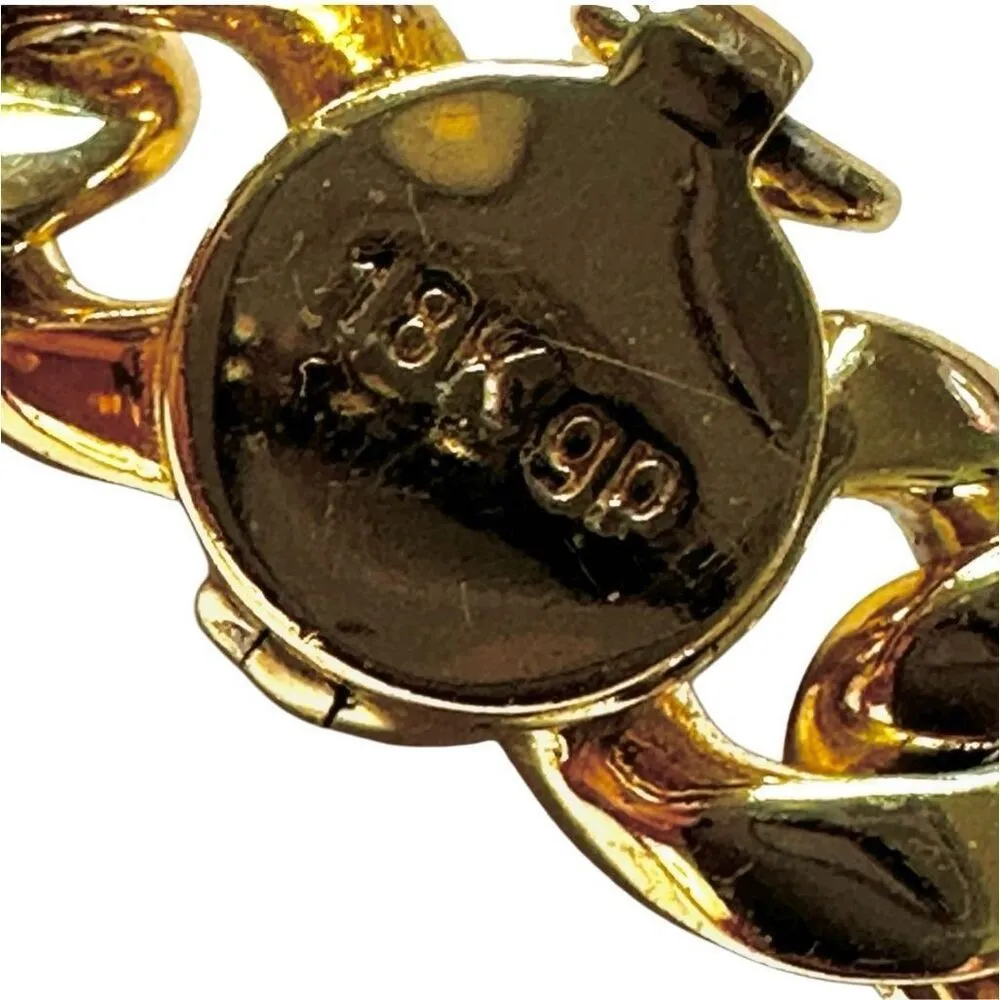 18K gold plated cuban link rhinestone necklace - Image 6