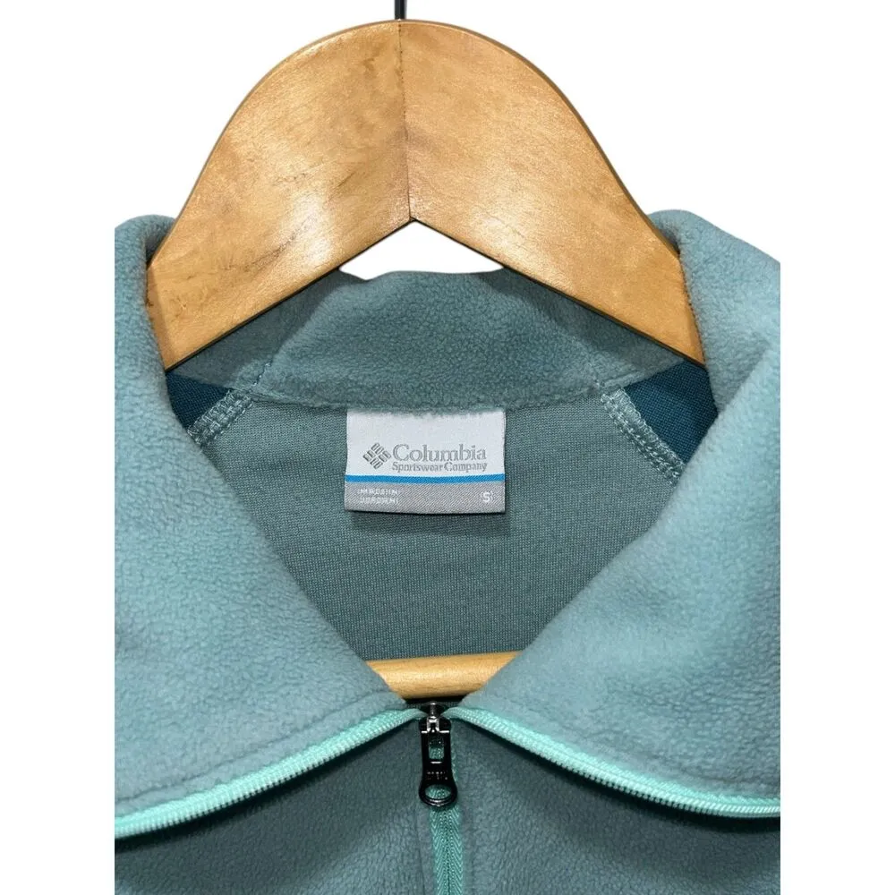 Columbia Women's Teal 1/4 Zip Long Sleeve Sweater Size Small Fleece High Neck - Image 3