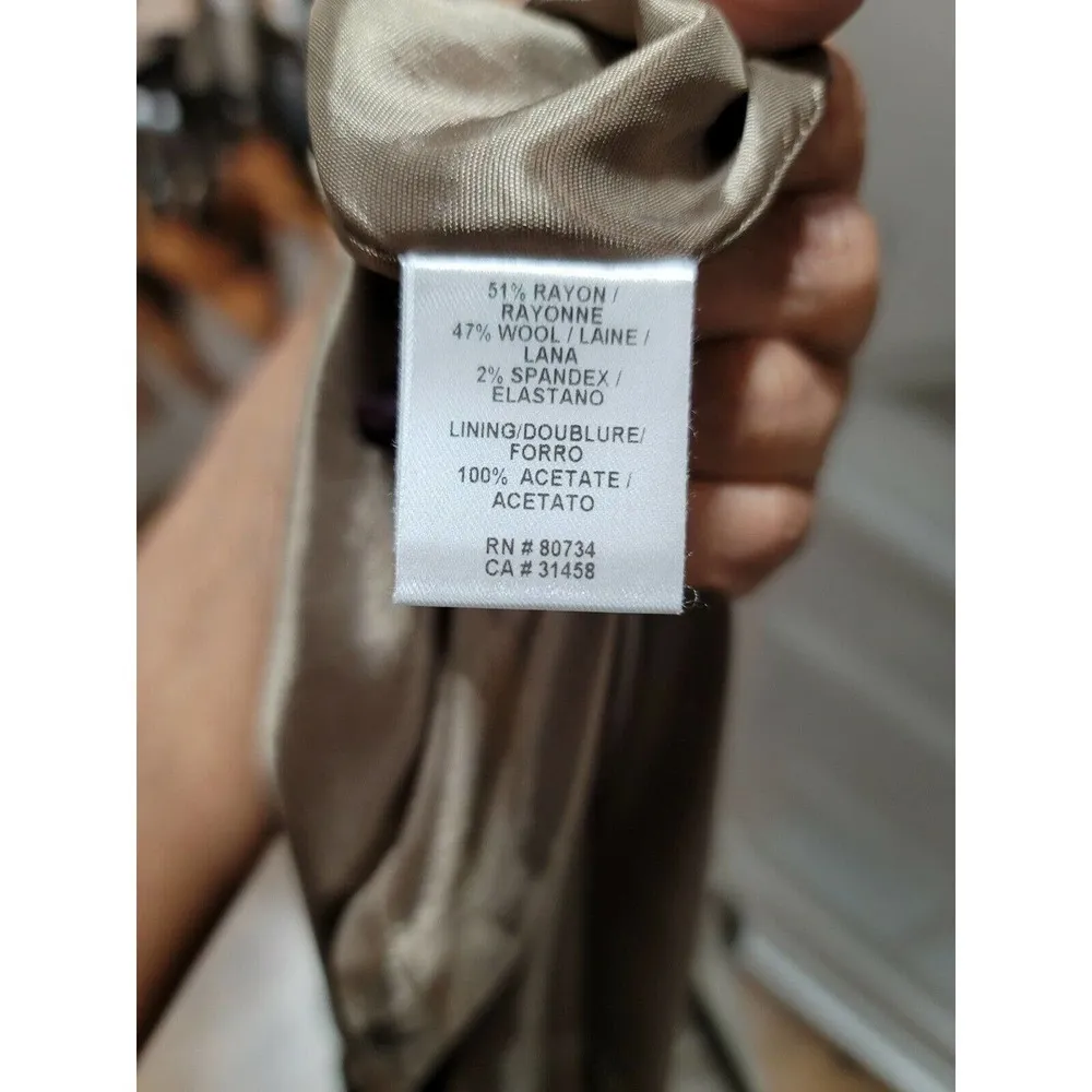 BCBGMAXAZRIA Women's Beige Wool and Spandex Knee Length Flare Skirt Size 08 - Image 9