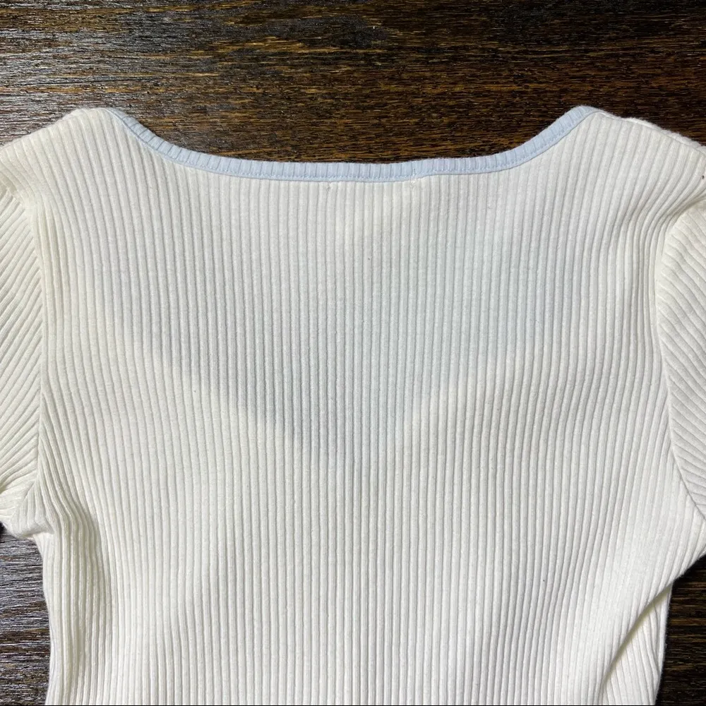 Romwe White Cropped Ribbed Knit Top - Image 5