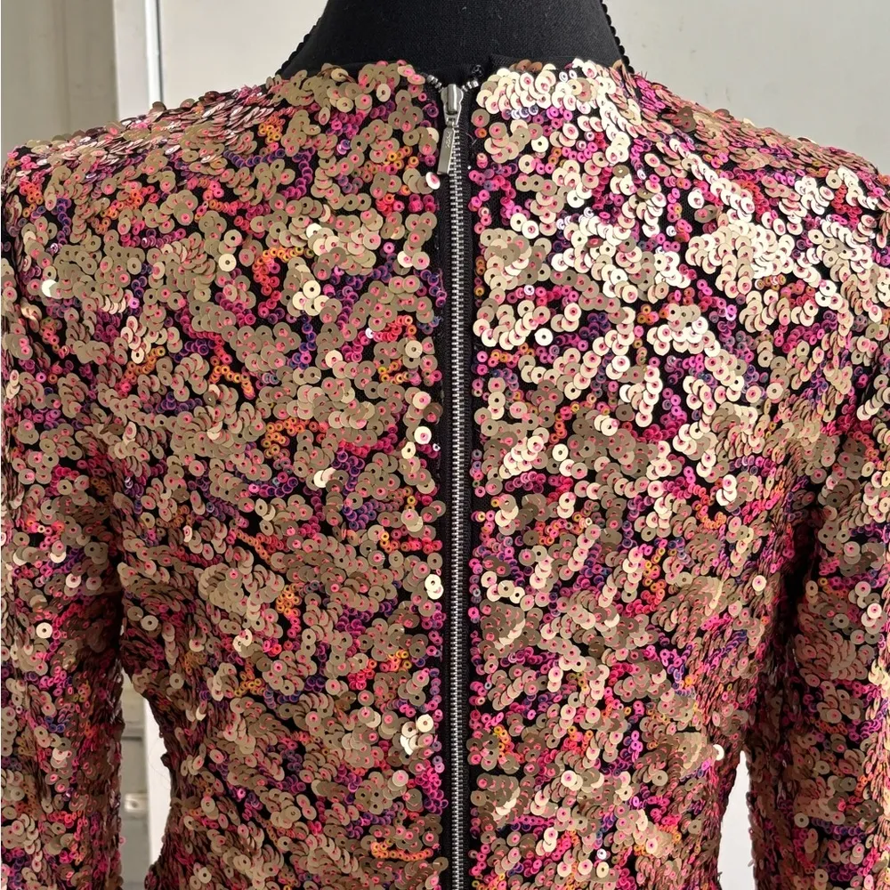 Monique Lhuillier Sequin Wrap Mini Dress 6 formal embellished party‎ holiday - Image 8