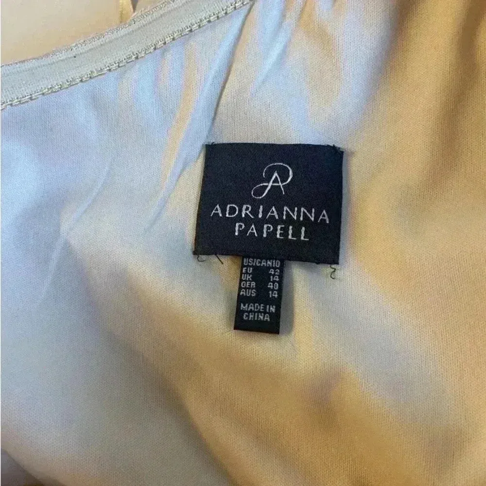 ADRIANNA PAPELL Women's Beige Embellished Lace One-shoulder Gown Dress‎ Size 10 - Image 7