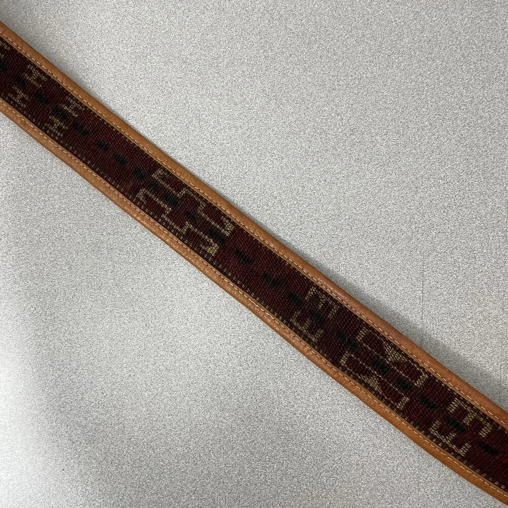 Vtg Western Leather Blanket Woven Belt Mens Large Woven Native Pattern Western Brown - Image 4