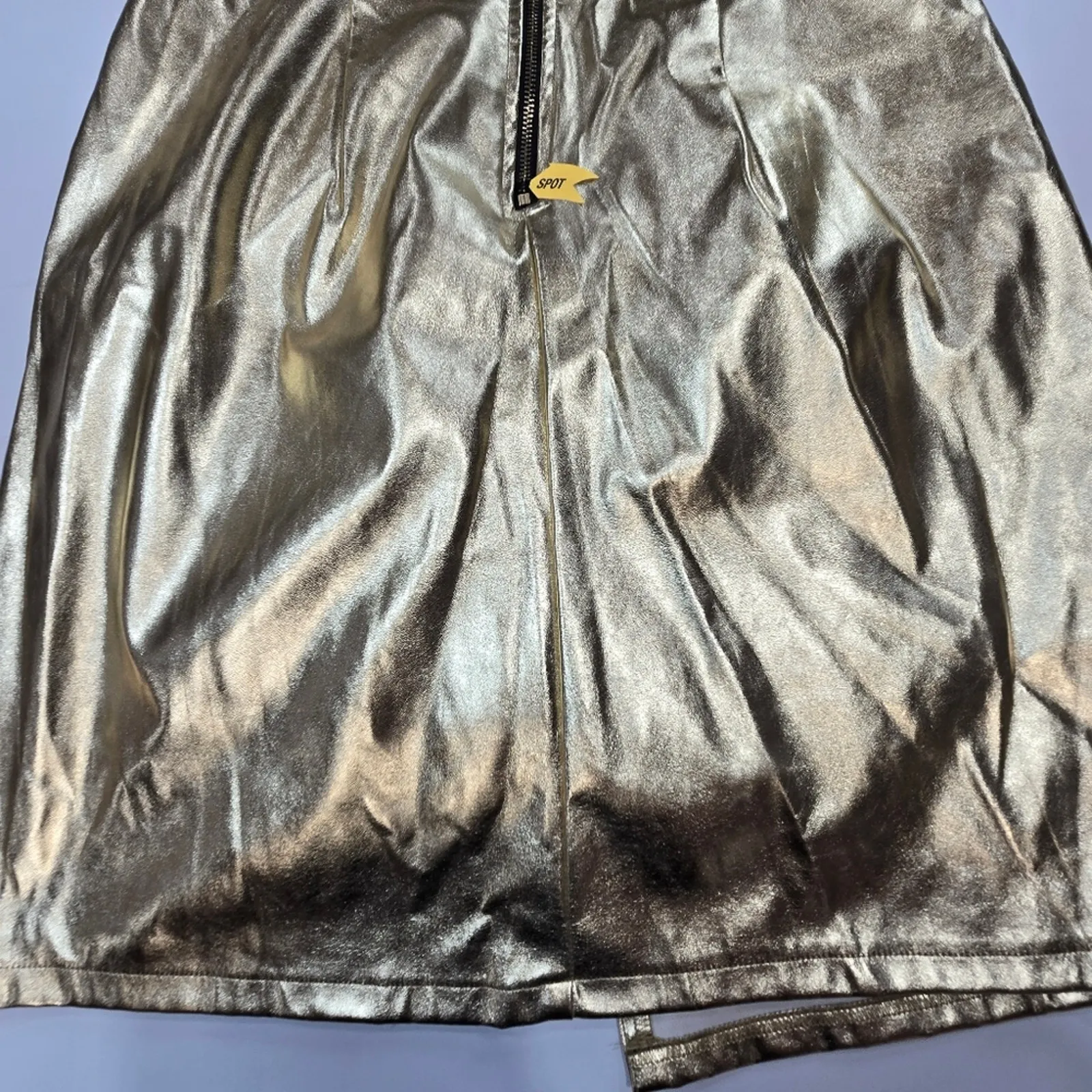 By the way Skylar Faux Leather Dress in Gold Metal Small - Image 8