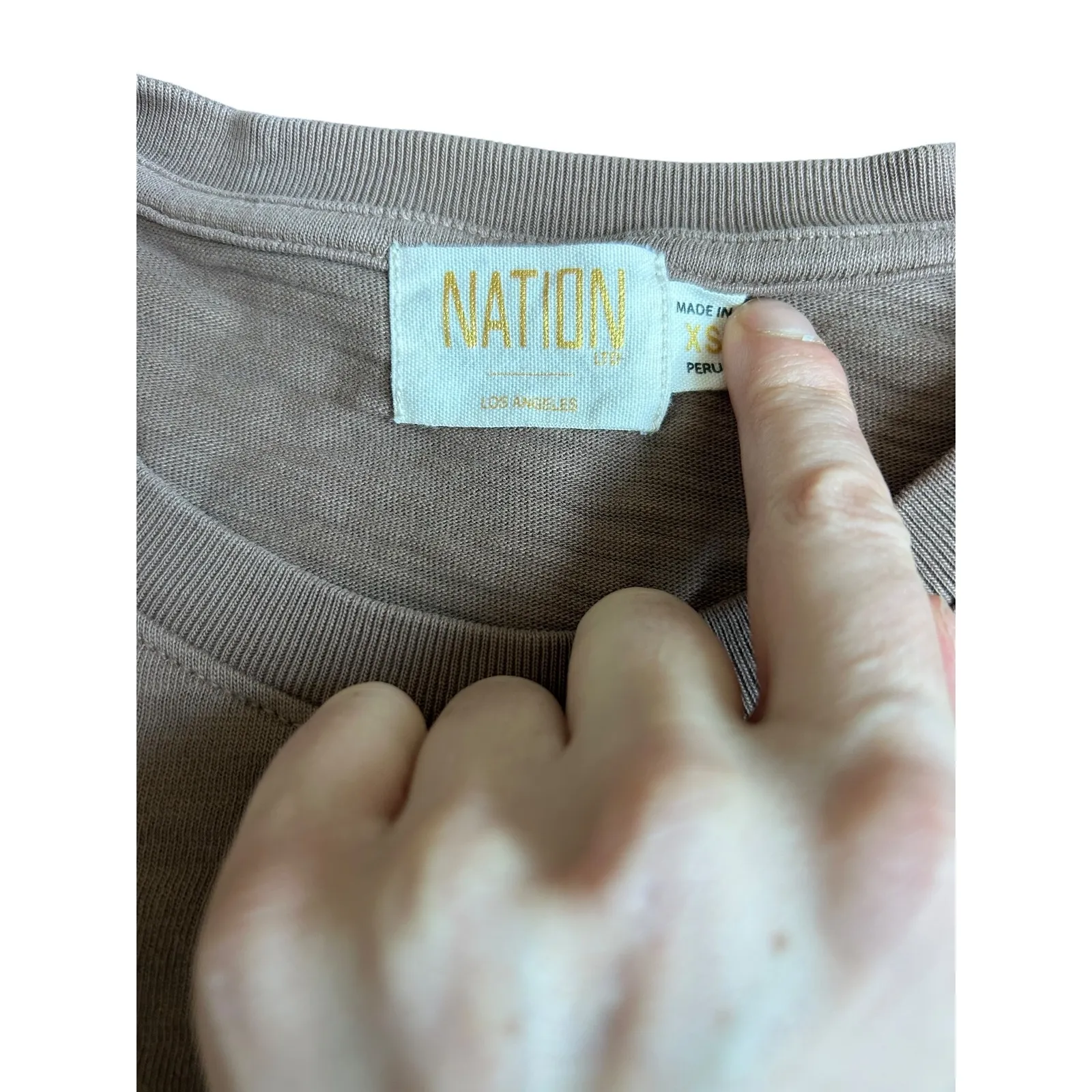 Nation LTD Krista Top Brown Tan Puffed Sleeve Crew Neck Long Sleeve Knit XS - Image 3