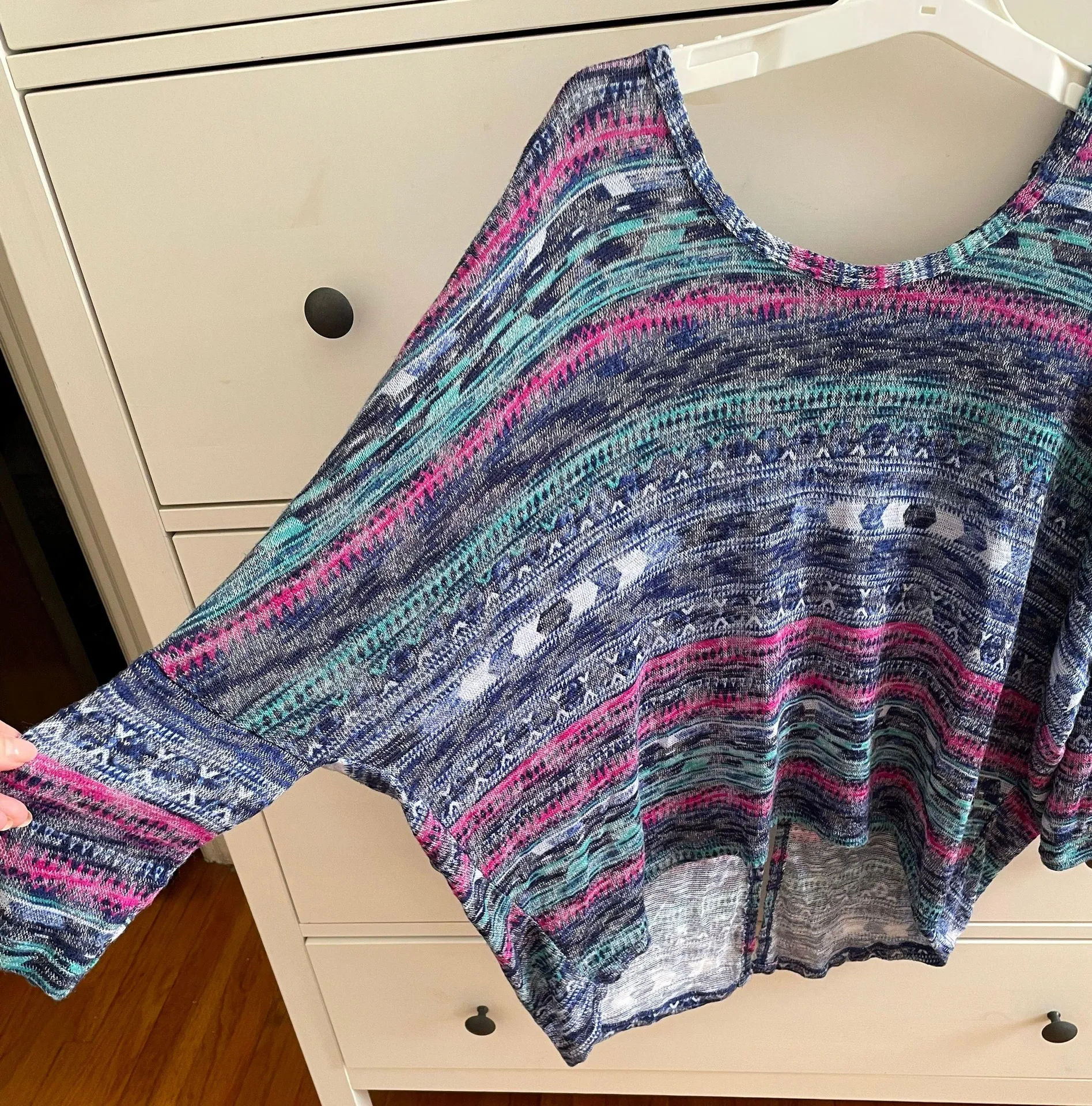 Multicolored Cropped Hi-low Sweater, size L - Image 3