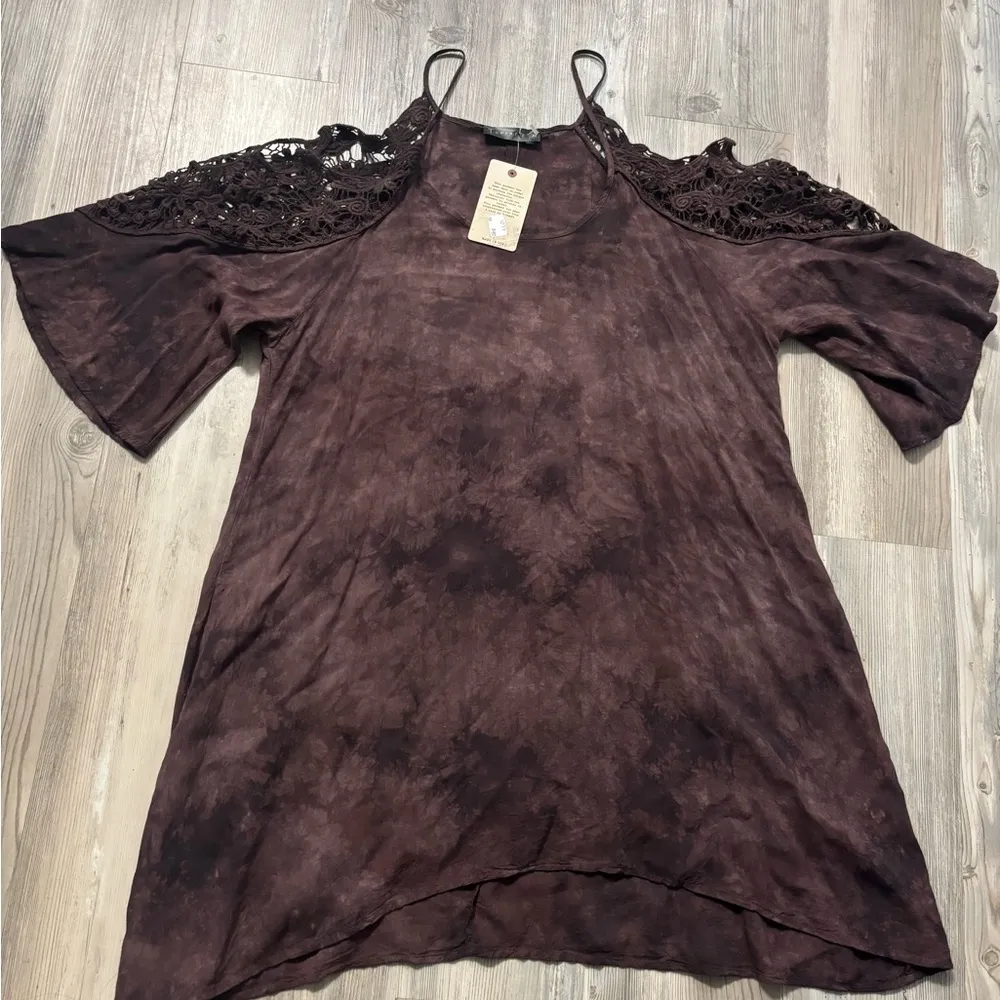 T Party Fashion Brown Asymmetrical Bell Sleeve Mini Dress - Image 7