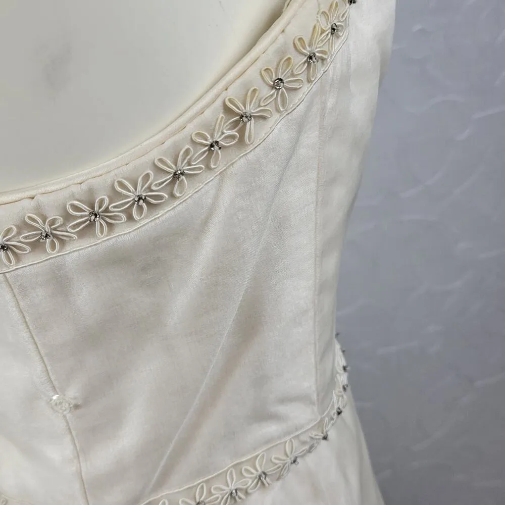 Birnbaum & Bullock Womens Bridal Gown Size 10 Ivory Silk Strapless Rhinestones - Image 8