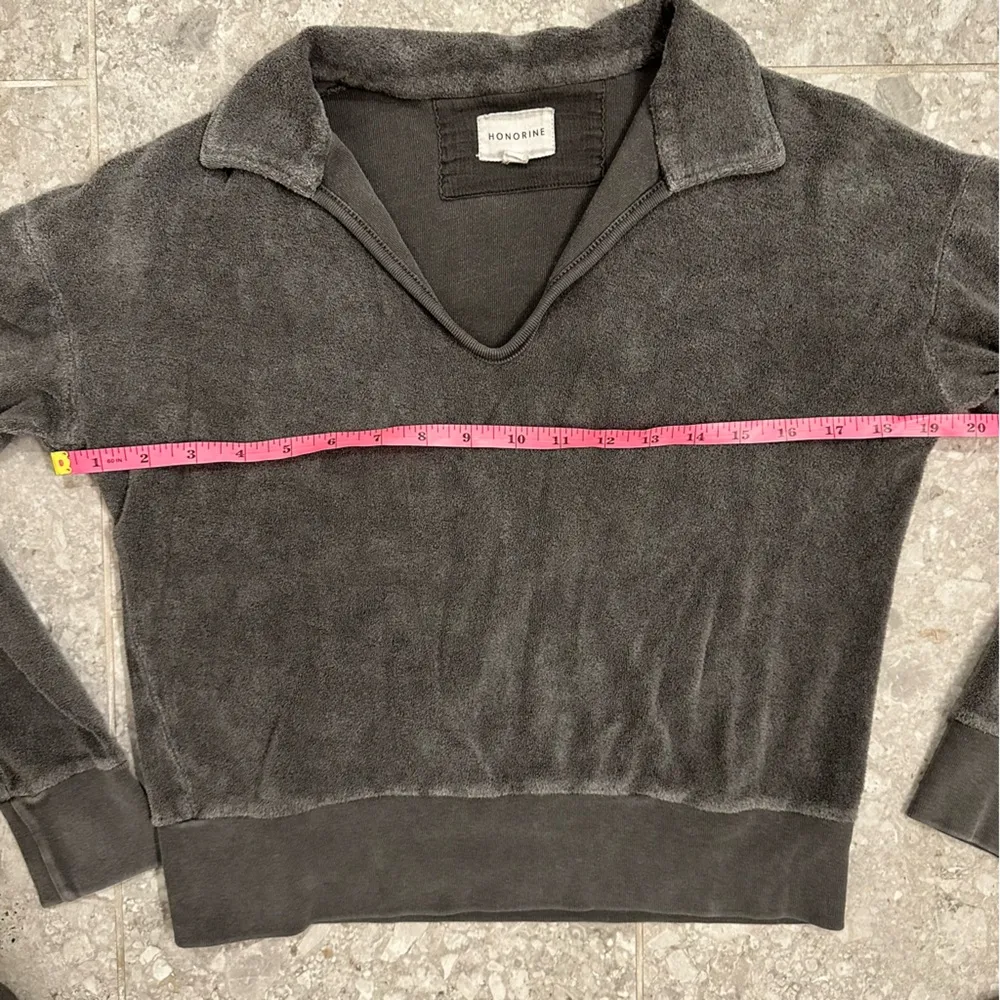 Honorine Hunter Polo Sweatshirt women’s size XS cropped grey Sherpa fleece top Gray - Image 6