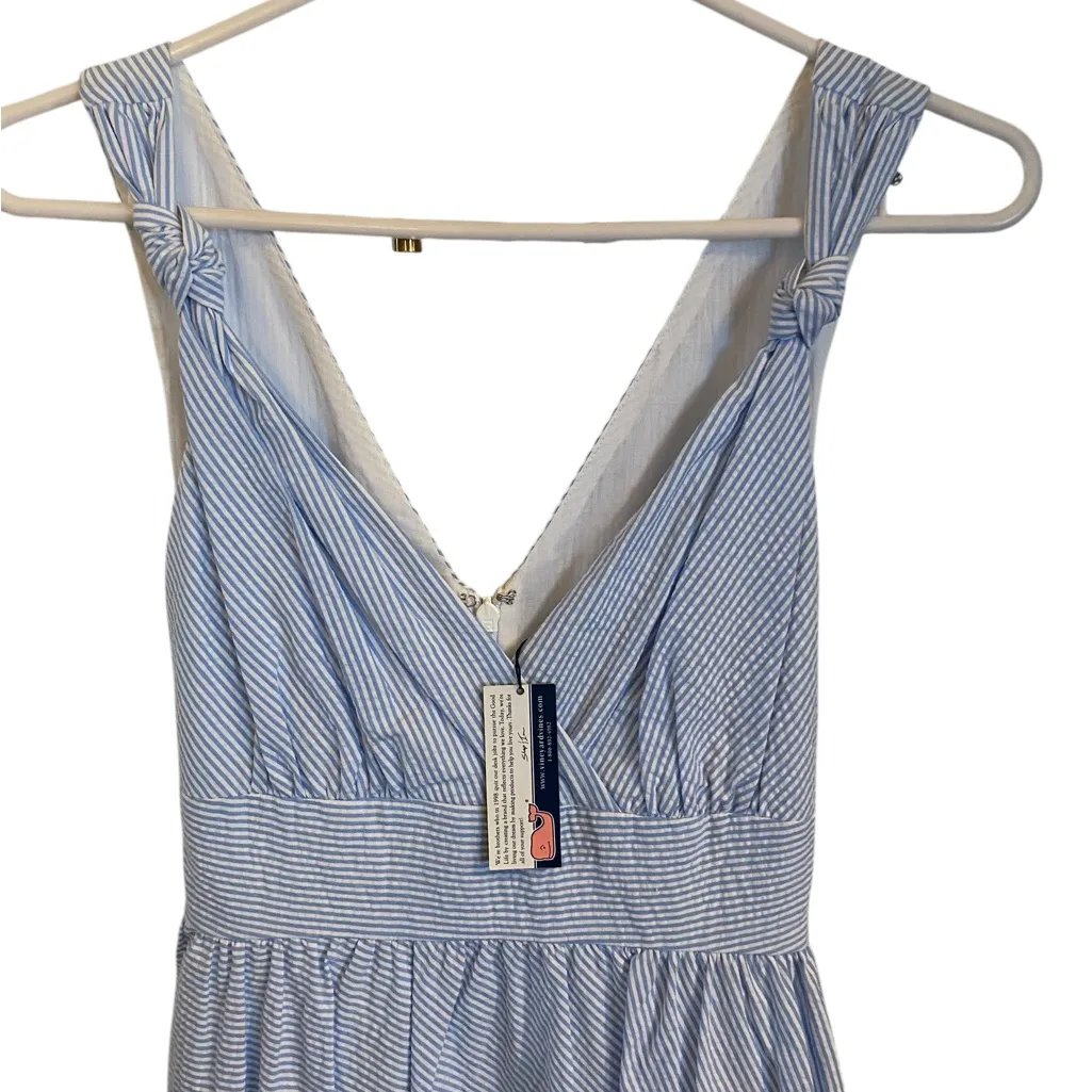 New Vineyard Vines Searsucker Ocean Breeze Dress Blue White Coastal preppy - Image 2