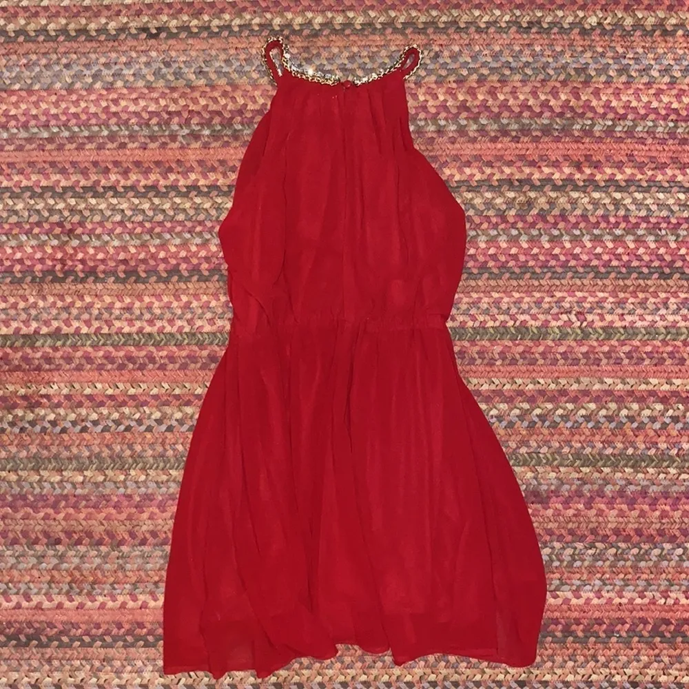 MAROON RHINESTONE HIGH NECK DRESS - Image 4